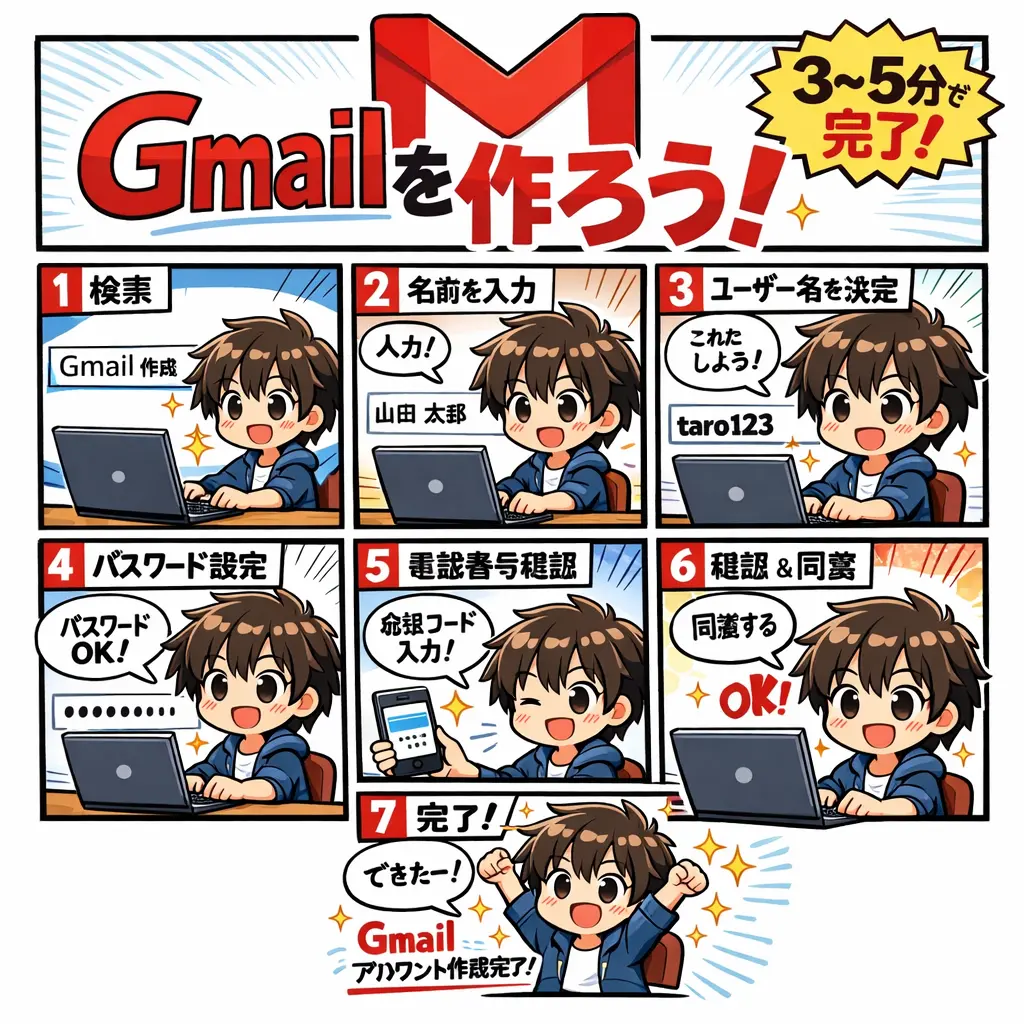 Gmailでメールアドレスを作成する手順 - メールアドレス作成