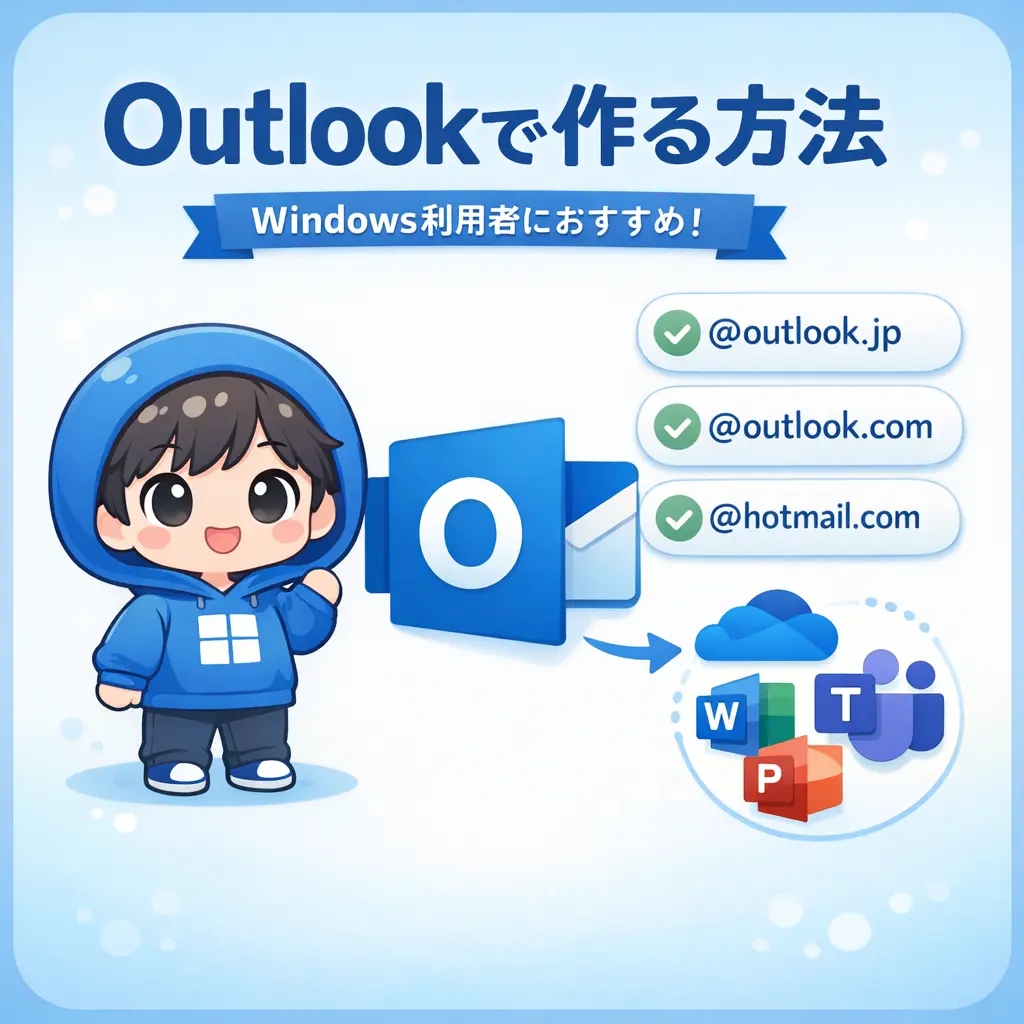 Outlookでメールアドレスを作成する手順 - メールアドレス作成