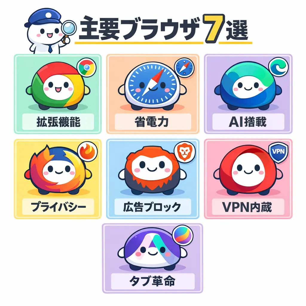 主要ブラウザ7選の特徴と選び方 - ブラウザ おすすめ